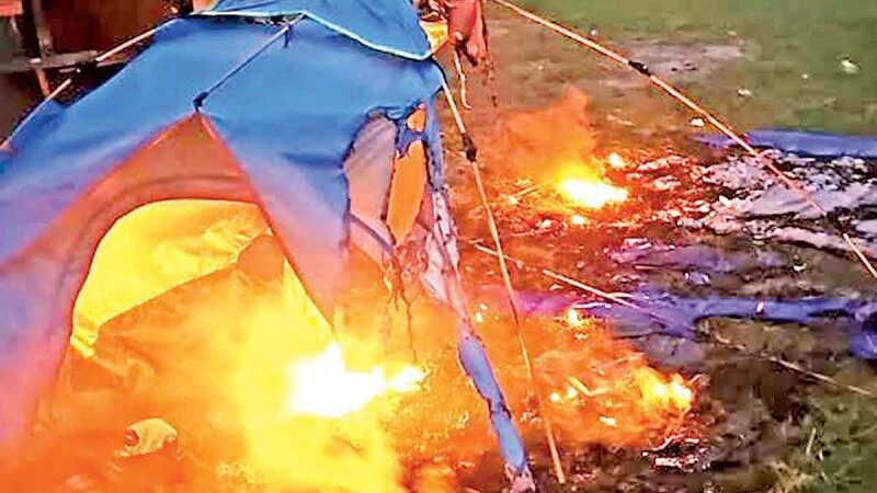 Queman campamento migrante en Matamoros