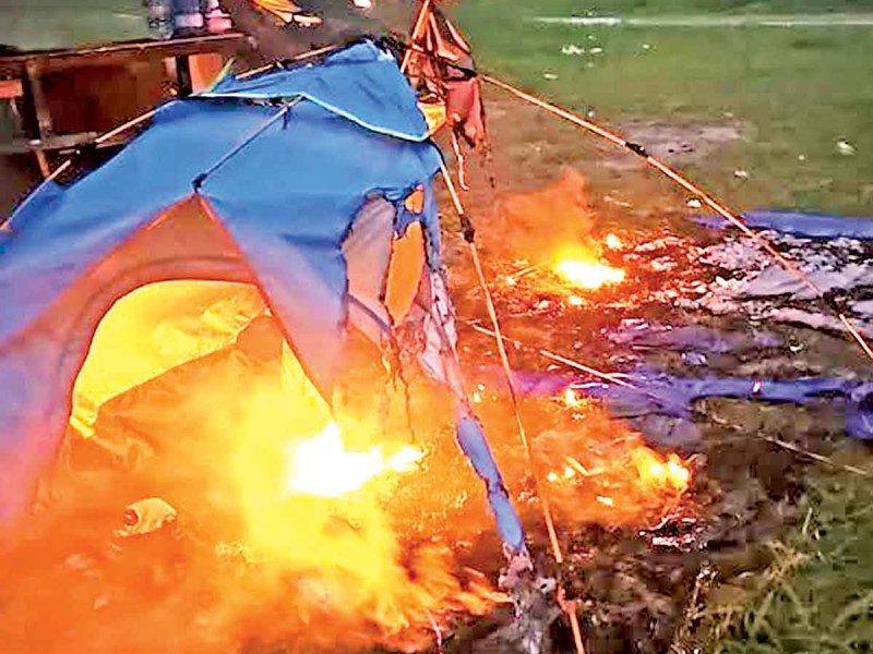 Queman campamento migrante en Matamoros