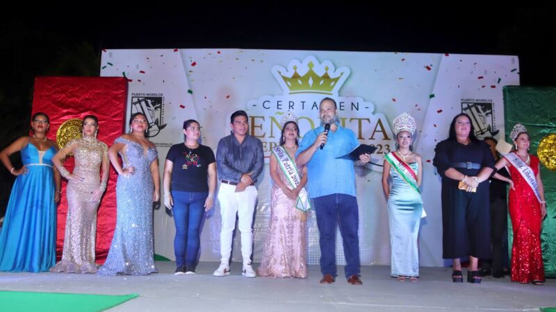 Coronan, en un concurso con sabor mexicano, a la señorita independencia Puerto Morelos 2023