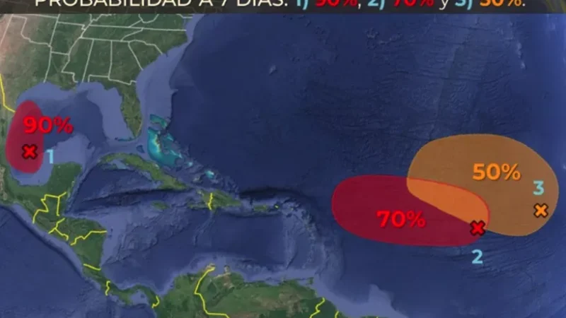 Actualización sobre la presencia de zonas de baja presión en el Atlántico y Golfo de México