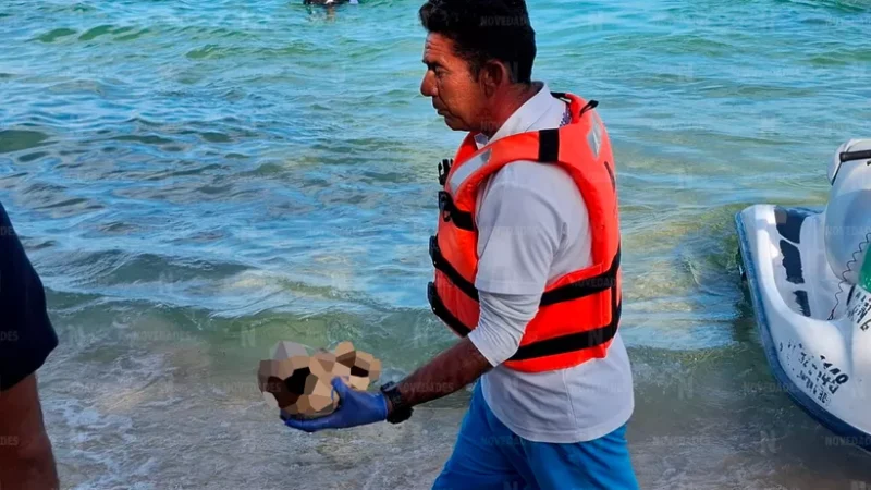 Falsa “cabeza humana” flotando en playa de Cancún sorprende a bañistas