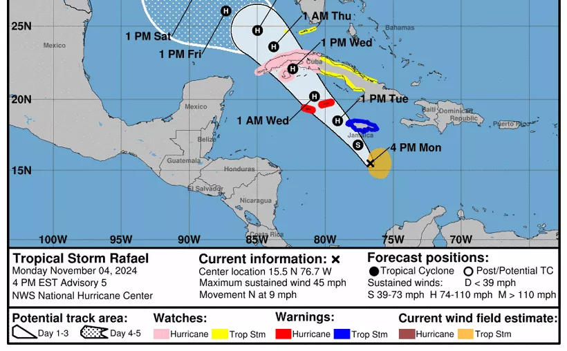 Temporada de huracanes: se forma la tormenta tropical Rafael en el mar Caribe