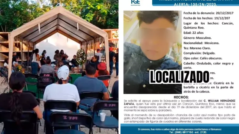 Localizan sin vida a William Hernández tras siete años desaparecido en Cancún