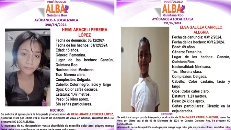 Activan Protocolo Alba en Cancún por desaparición de dos menores de edad