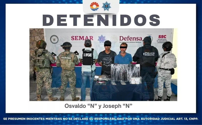 Detienen a dos sujetos por narcomenudeo y robo en la Supermanzana 24