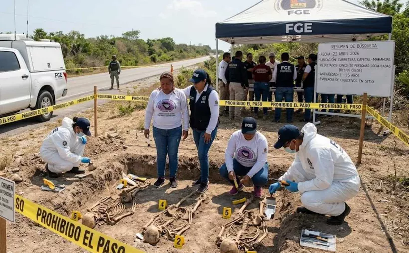 Madres Buscadoras hallan restos óseos de cinco personas en carretera Cafetal–Mahahual